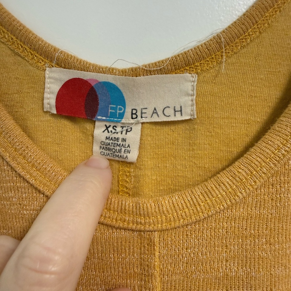 Free People Beach Bicoastal Jumpsuit Women's Yellow Drawstring Lounge sz XS - Picture 3 of 13